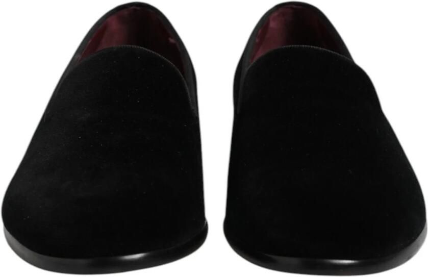 Dolce & Gabbana Velvet Slip-On Formele Loafers Leren Zool