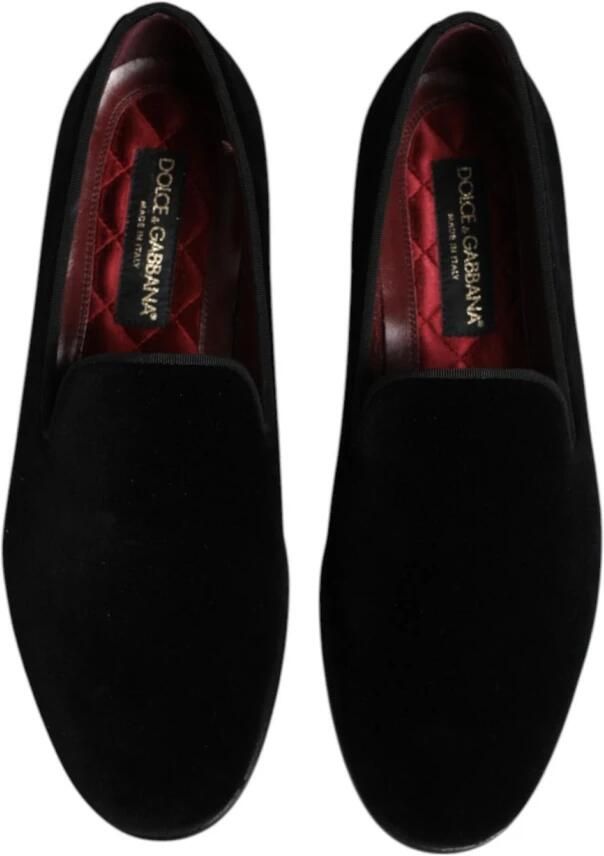 Dolce & Gabbana Velvet Slip-On Formele Loafers Leren Zool - Foto 3
