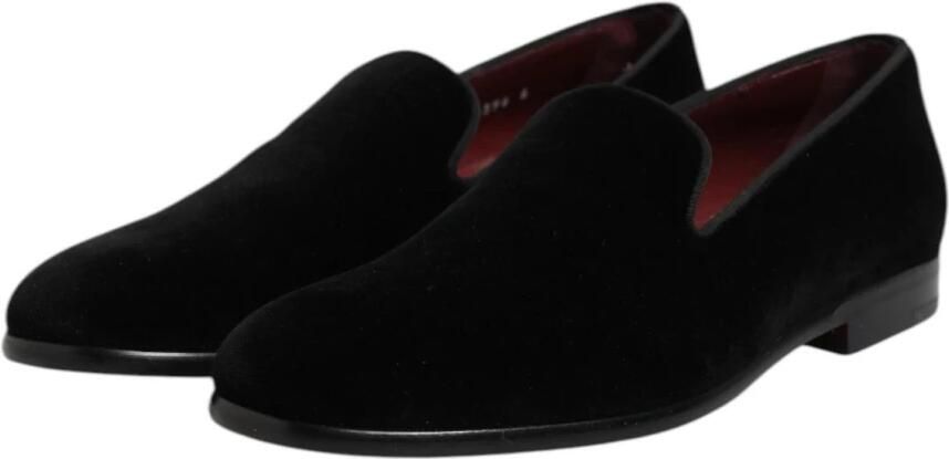 Dolce & Gabbana Velvet Slip-On Formele Loafers Leren Zool - Foto 4