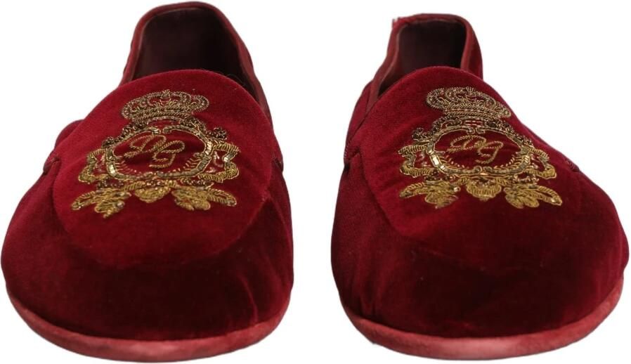 Dolce & Gabbana Velvet Slippers met Kroonborduursel - Foto 4