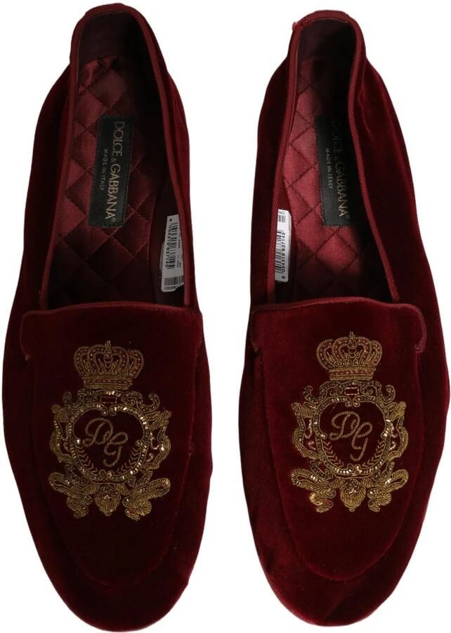 Dolce & Gabbana Velvet Slippers met Kroonborduursel - Foto 3