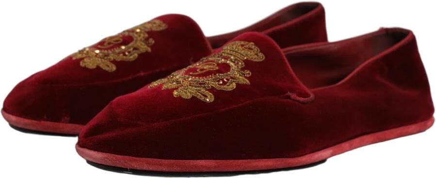 Dolce & Gabbana Velvet Slippers met Kroonborduursel - Foto 6