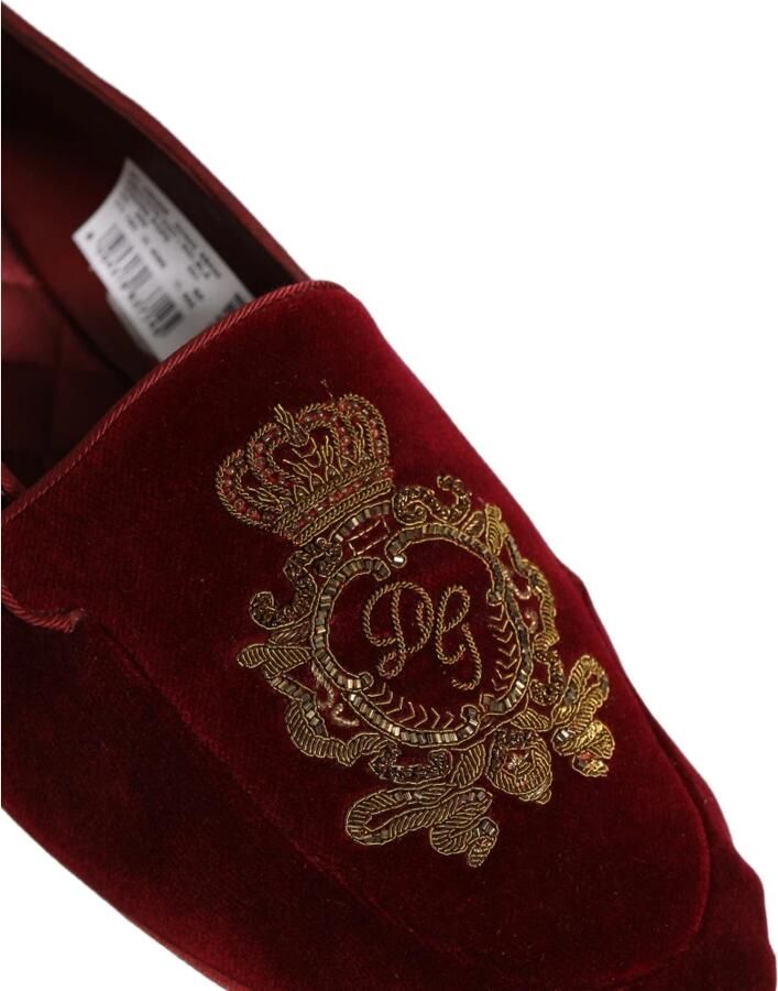 Dolce & Gabbana Velvet Slippers met Kroonborduursel - Foto 2