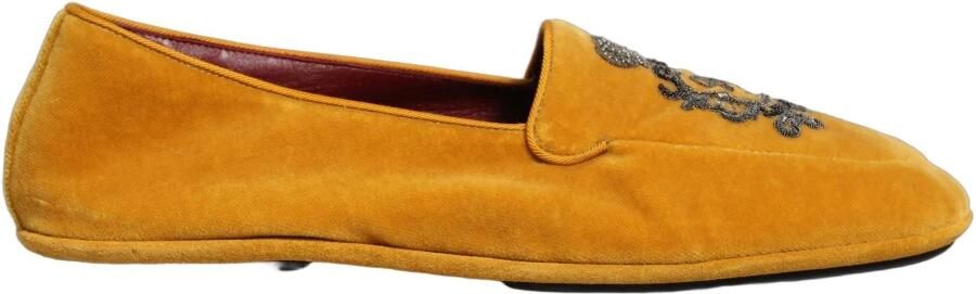 Dolce & Gabbana Velvet Slippers with Crown Embroidery