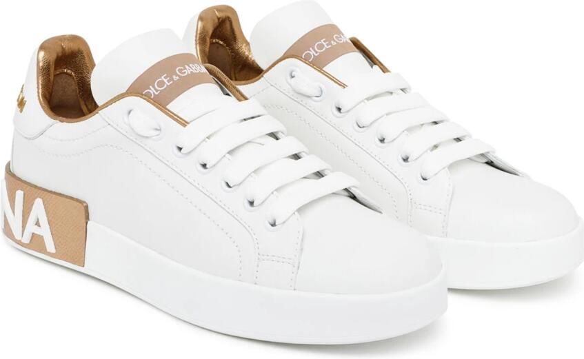 Dolce & Gabbana Portofino Sneakers Dolce Gabbana Gold Dust Leather Beige Dames - Foto 3