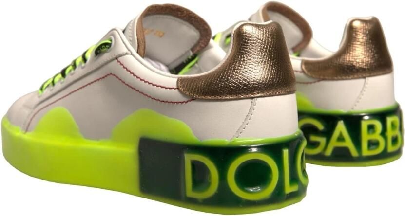 Dolce & Gabbana Witte Gele Leren Lage Sneakers - Foto 2