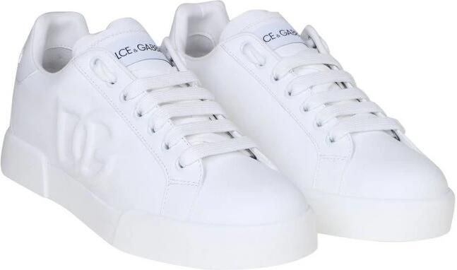Dolce & Gabbana Witte Portofino Low-Top Leren Sneakers White Dames