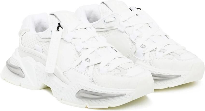 Dolce & Gabbana Witte nylon sneakers met leren en suède details White