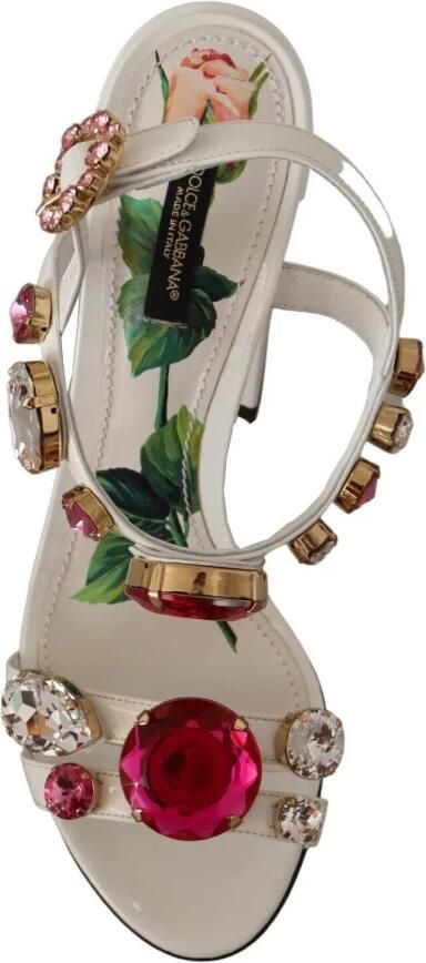 Dolce & Gabbana Hoge hak sandalen met rozenprint en kristallen White Dames - Foto 3