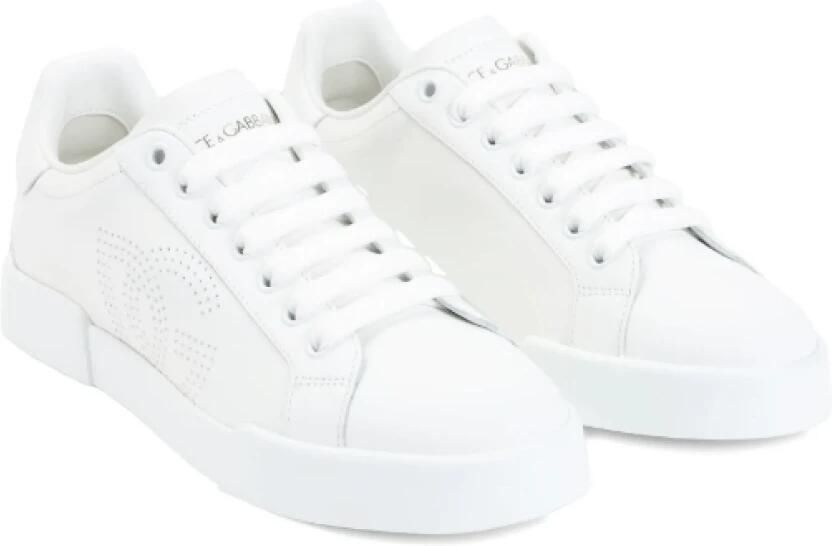 Dolce & Gabbana Witte leren sneakers met geperforeerd ontwerp