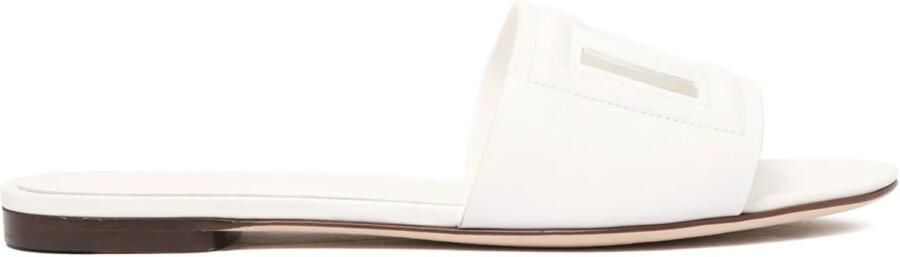 Dolce & Gabbana Ronde Neus Slides van Kalfsleer White Dames