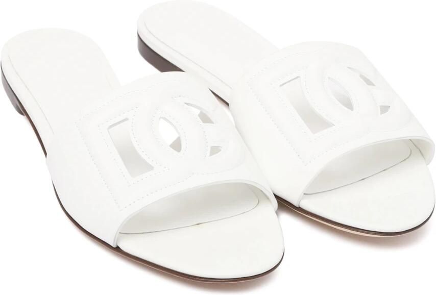 Dolce & Gabbana Ronde Neus Slides van Kalfsleer White Dames - Foto 3
