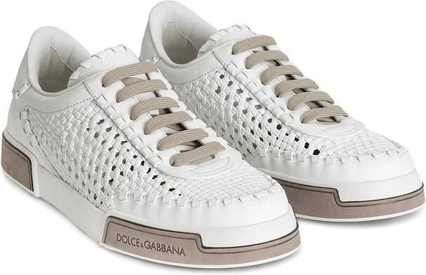 Dolce & Gabbana Witte Sneakers met Veters en Rubberen Zool
