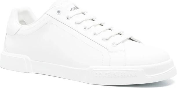 Dolce & Gabbana Witte Vetersneaker met Logopatch