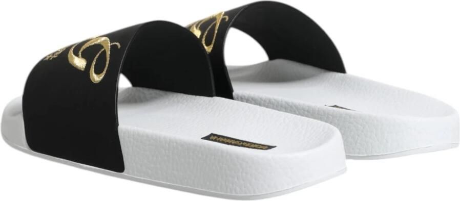 Dolce & Gabbana Witte Zwarte Leren Sandalen Strandkleding Schoenen
