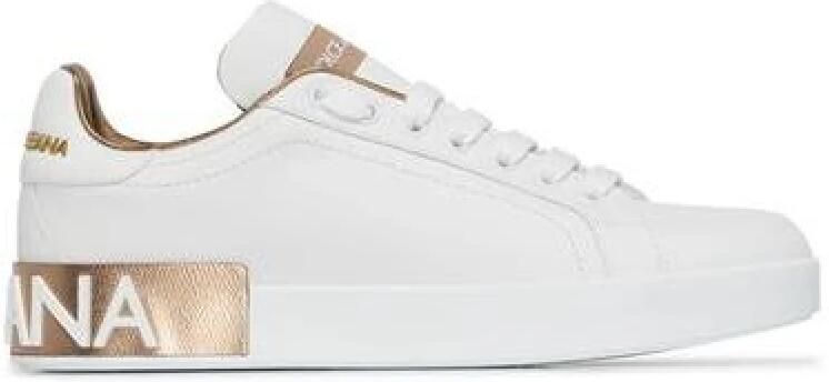 Dolce & Gabbana Portofino Sneakers Dolce Gabbana Gold Dust Leather Beige Dames - Foto 8