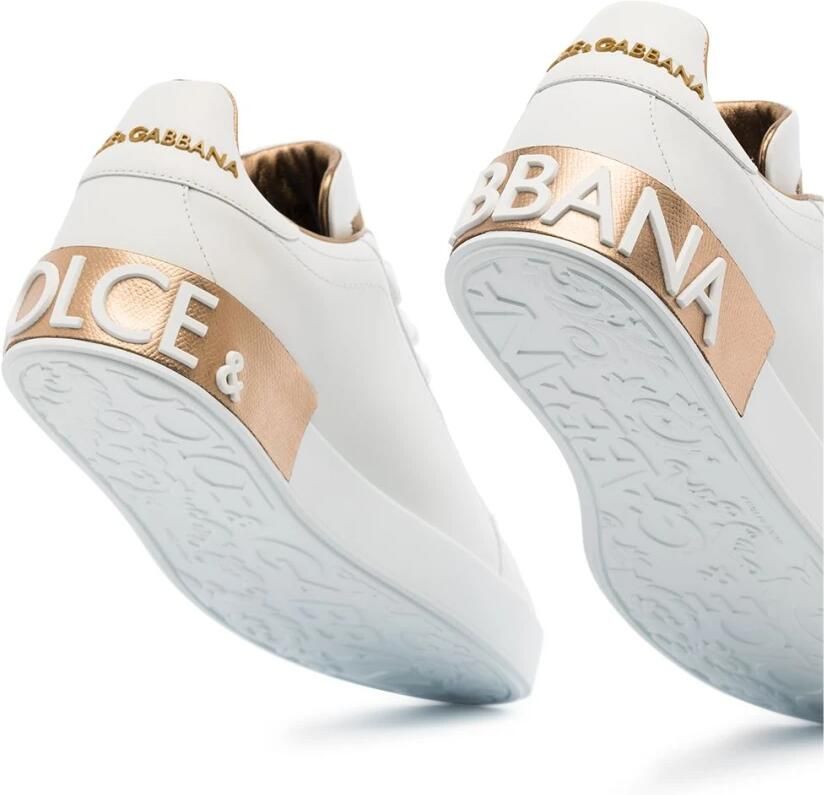 Dolce & Gabbana Portofino Sneakers Dolce Gabbana Gold Dust Leather Beige Dames - Foto 2