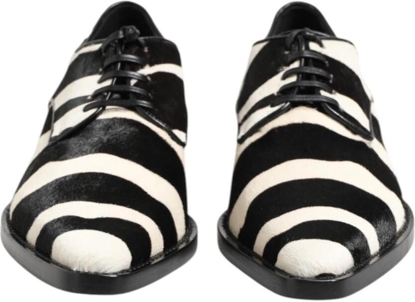 Dolce & Gabbana Zebra Pony Fur Leren Derby Schoenen