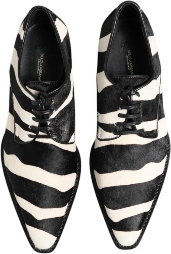 Dolce & Gabbana Zebra Pony Fur Leren Derby Schoenen - Foto 2