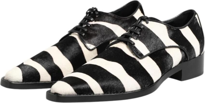 Dolce & Gabbana Zebra Pony Fur Leren Derby Schoenen - Foto 4