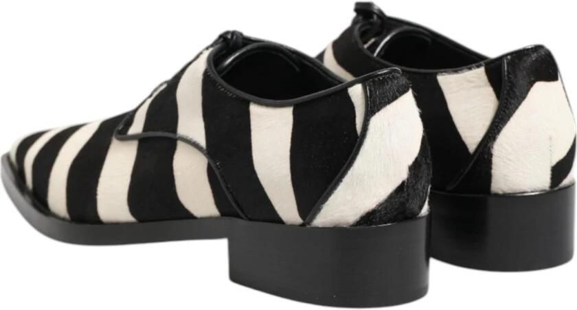 Dolce & Gabbana Zebra Pony Fur Leren Derby Schoenen - Foto 3