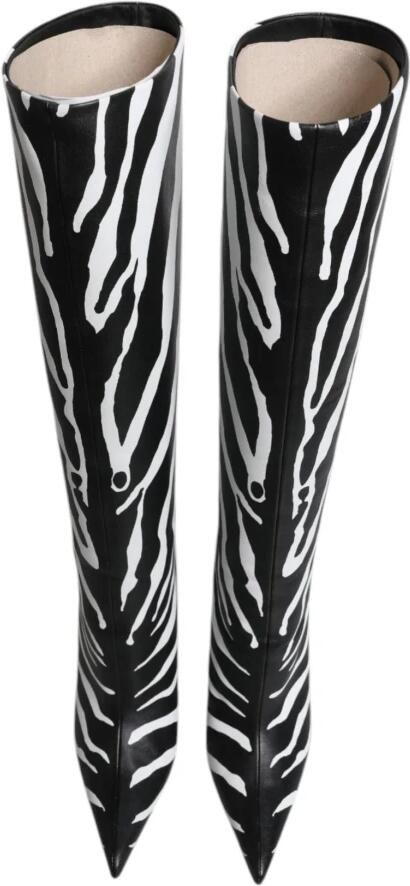 Dolce & Gabbana Zebra Print Hoge Hak Leren Laarzen - Foto 3