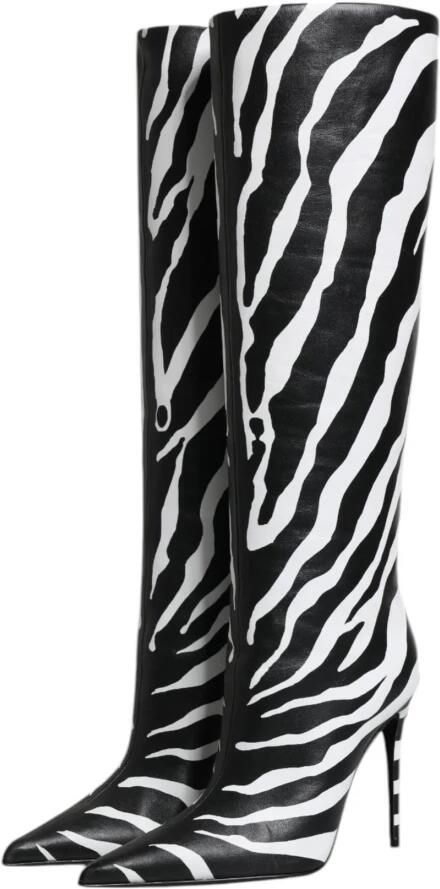 Dolce & Gabbana Zebra Print Hoge Hak Leren Laarzen - Foto 2