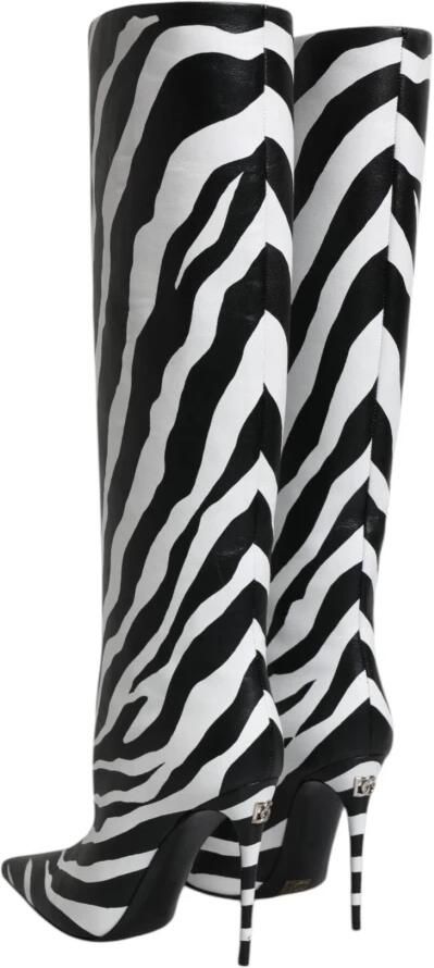 Dolce & Gabbana Zebra Print Hoge Hak Leren Laarzen - Foto 4