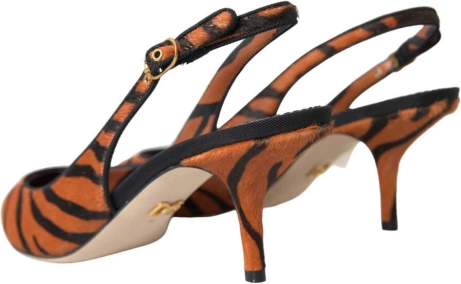 Dolce & Gabbana Zebra Print Leren Slingback Sandalen