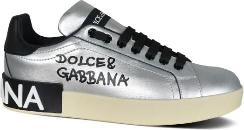 Dolce & Gabbana Zilveren Leren Sneakers - Foto 10