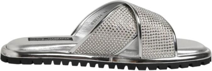 Dolce & Gabbana Zilveren Strass Slide Flats