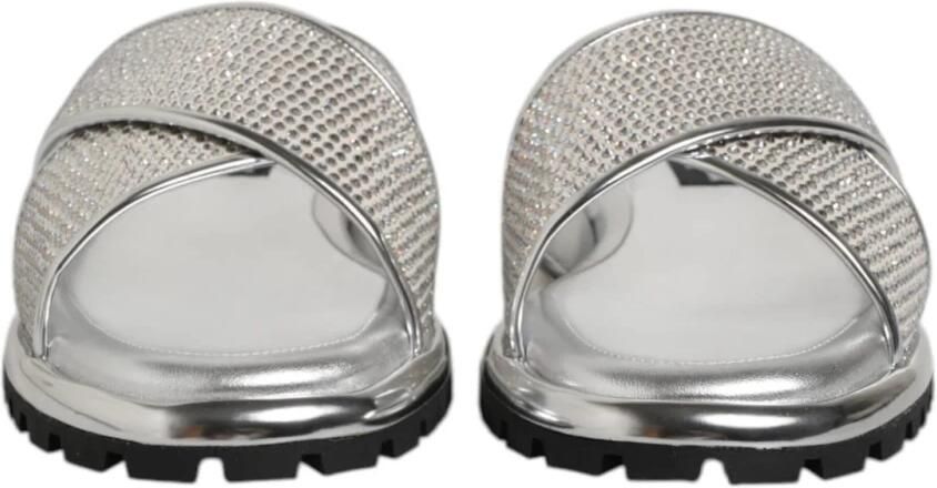 Dolce & Gabbana Zilveren Strass Slide Flats - Foto 3