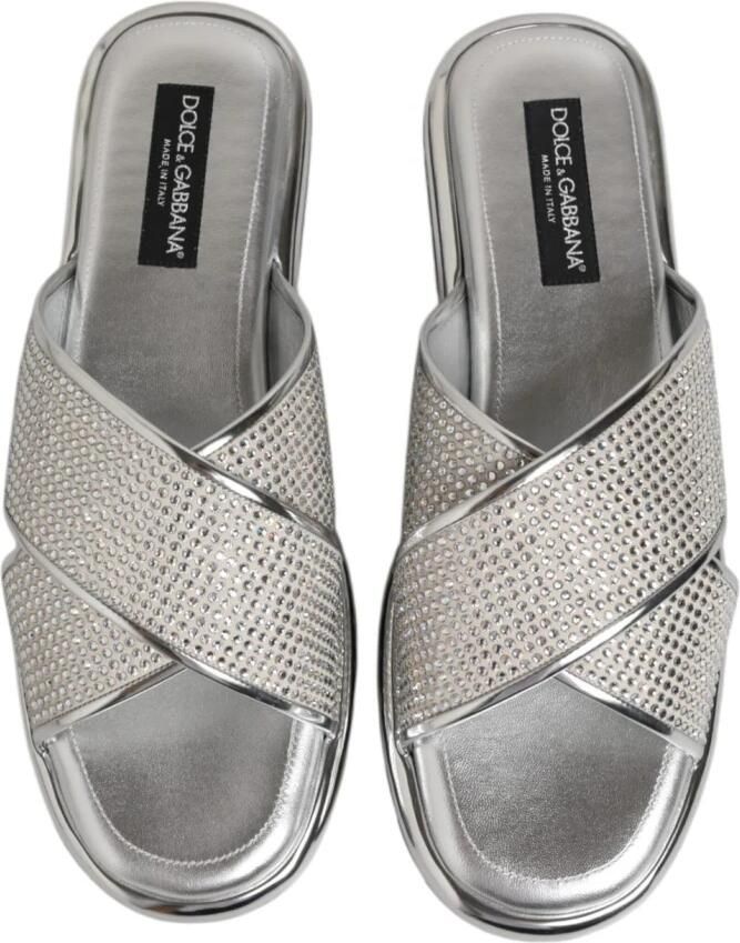 Dolce & Gabbana Zilveren Strass Slide Flats - Foto 2