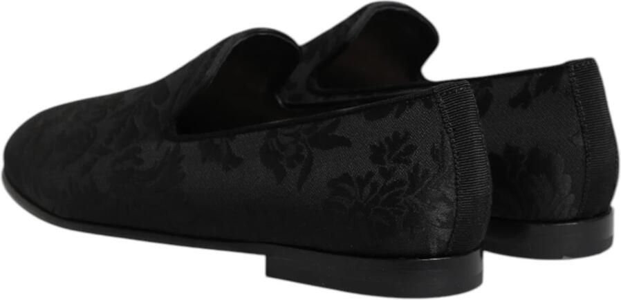 Dolce & Gabbana Zwarte Bloemen Brokaat Loafers Heren Schoenen
