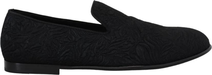 Dolce & Gabbana Zwarte bloemen jacquard slippers loafers schoenen Black Heren - Foto 7
