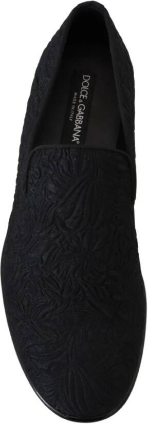 Dolce & Gabbana Zwarte bloemen jacquard slippers loafers schoenen Black Heren - Foto 8