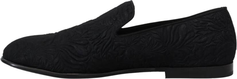 Dolce & Gabbana Zwarte bloemen jacquard slippers loafers schoenen Black Heren - Foto 9