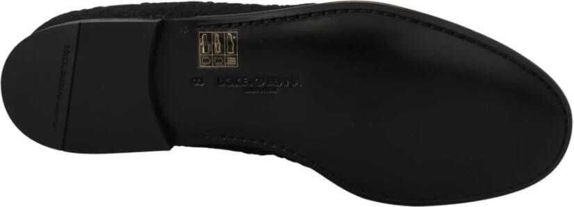 Dolce & Gabbana Zwarte bloemen jacquard slippers loafers schoenen Black Heren - Foto 6