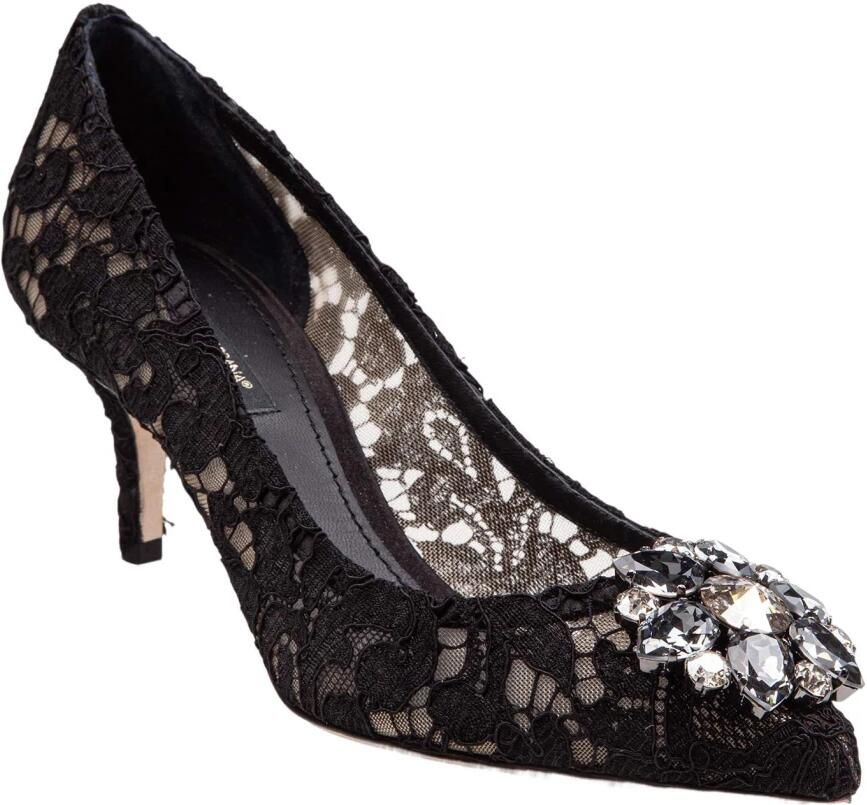 Dolce&Gabbana Pumps & high heels Decollete Pizzo Bellucci Charmant + Raso Nero in zwart