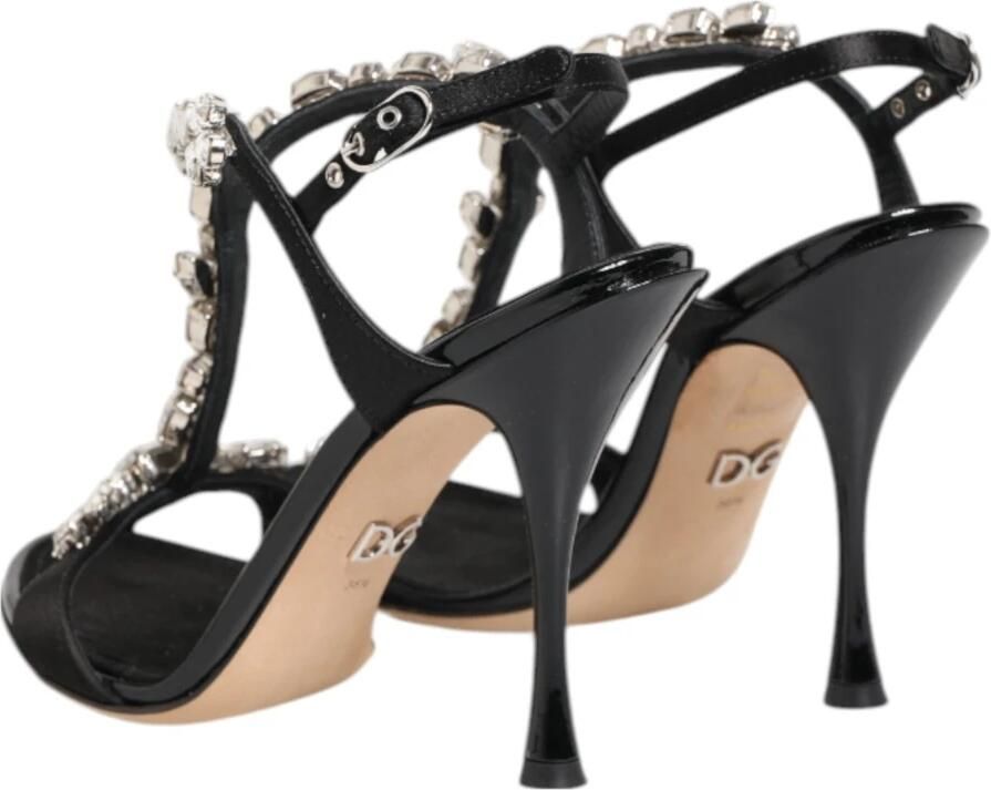 Dolce & Gabbana Zwarte Keira Kristal Hakken Sandalen