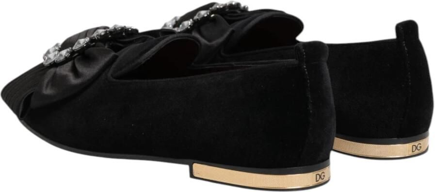 Dolce & Gabbana Zwarte Kristal lint Loafer Schoenen