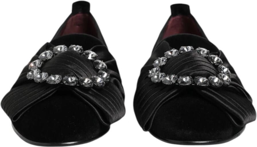 Dolce & Gabbana Zwarte Kristal lint Loafer Schoenen