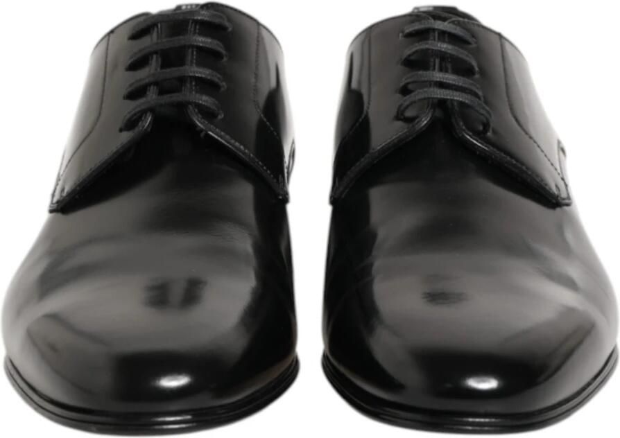 Dolce & Gabbana Black Leather Lace Up Men Dress Derby Shoes - Foto 2