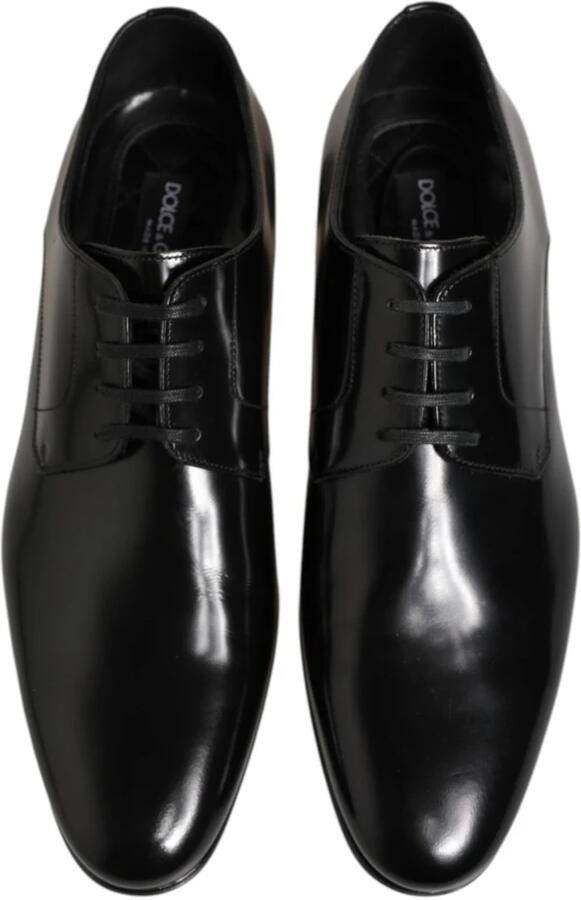 Dolce & Gabbana Black Leather Lace Up Men Dress Derby Shoes - Foto 3