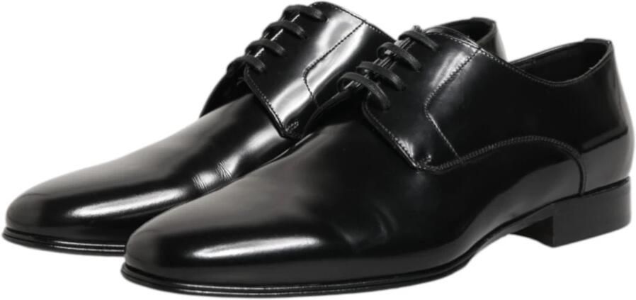 Dolce & Gabbana Black Leather Lace Up Men Dress Derby Shoes - Foto 5