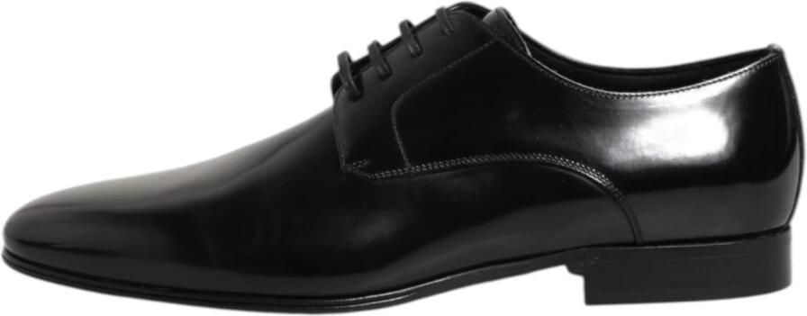 Dolce & Gabbana Black Leather Lace Up Men Dress Derby Shoes - Foto 6
