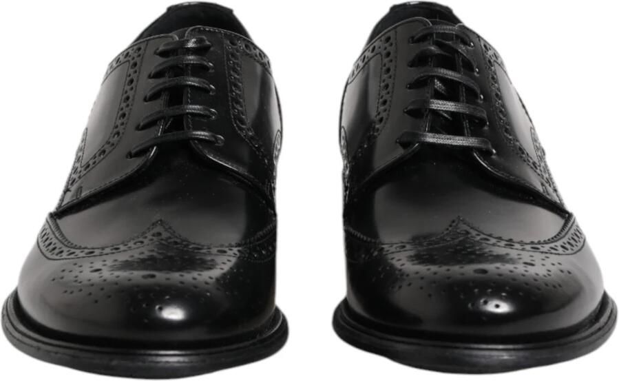Dolce & Gabbana Zwarte Leren Derby Wingtip Schoenen