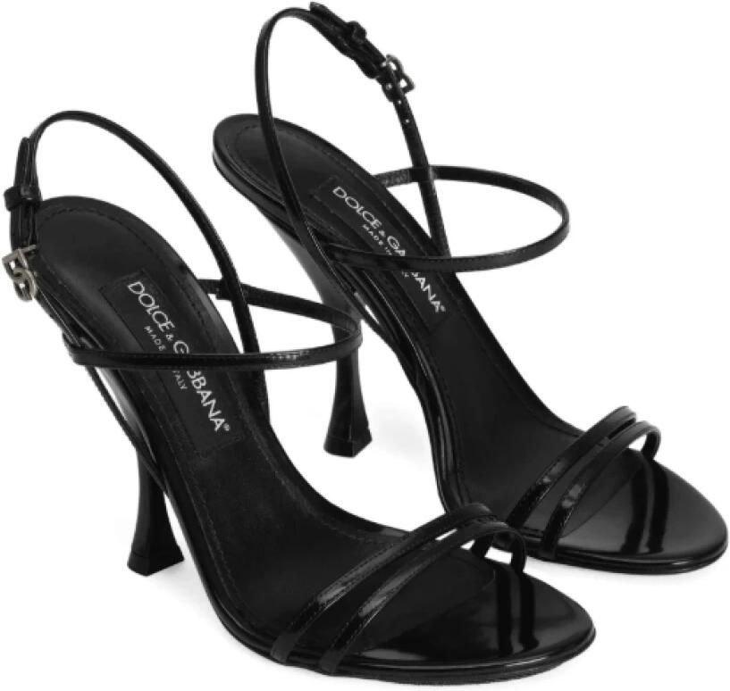 Dolce & Gabbana Zwarte Leren Enkelband Sandalen