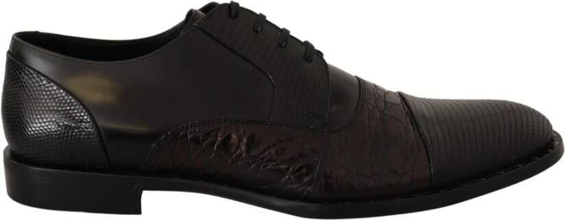 Dolce & Gabbana Zwarte leren exotische huiden formele schoenen