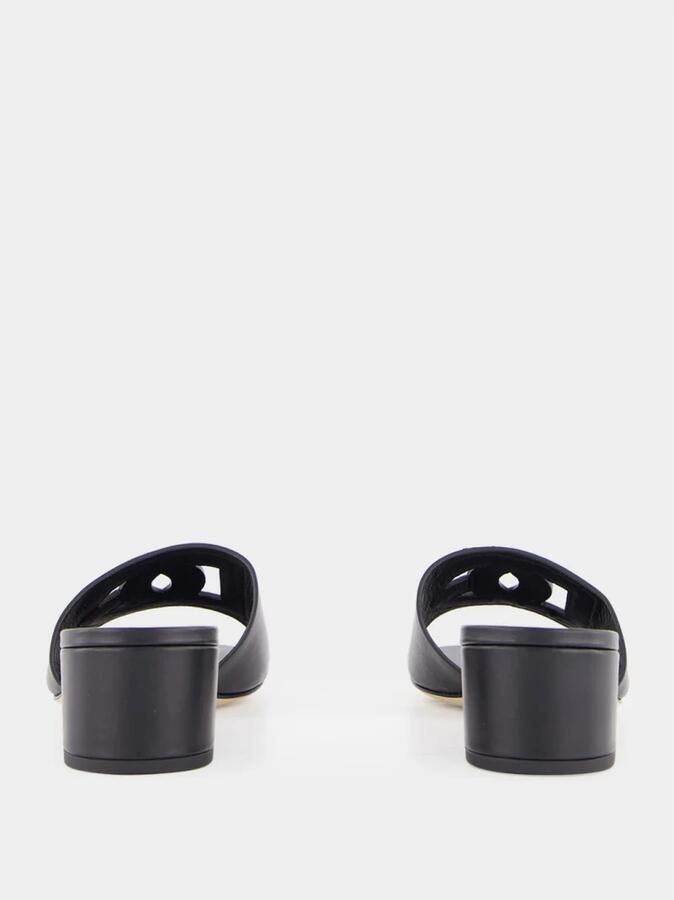 Dolce & Gabbana Zwarte Leren Hakken Slides